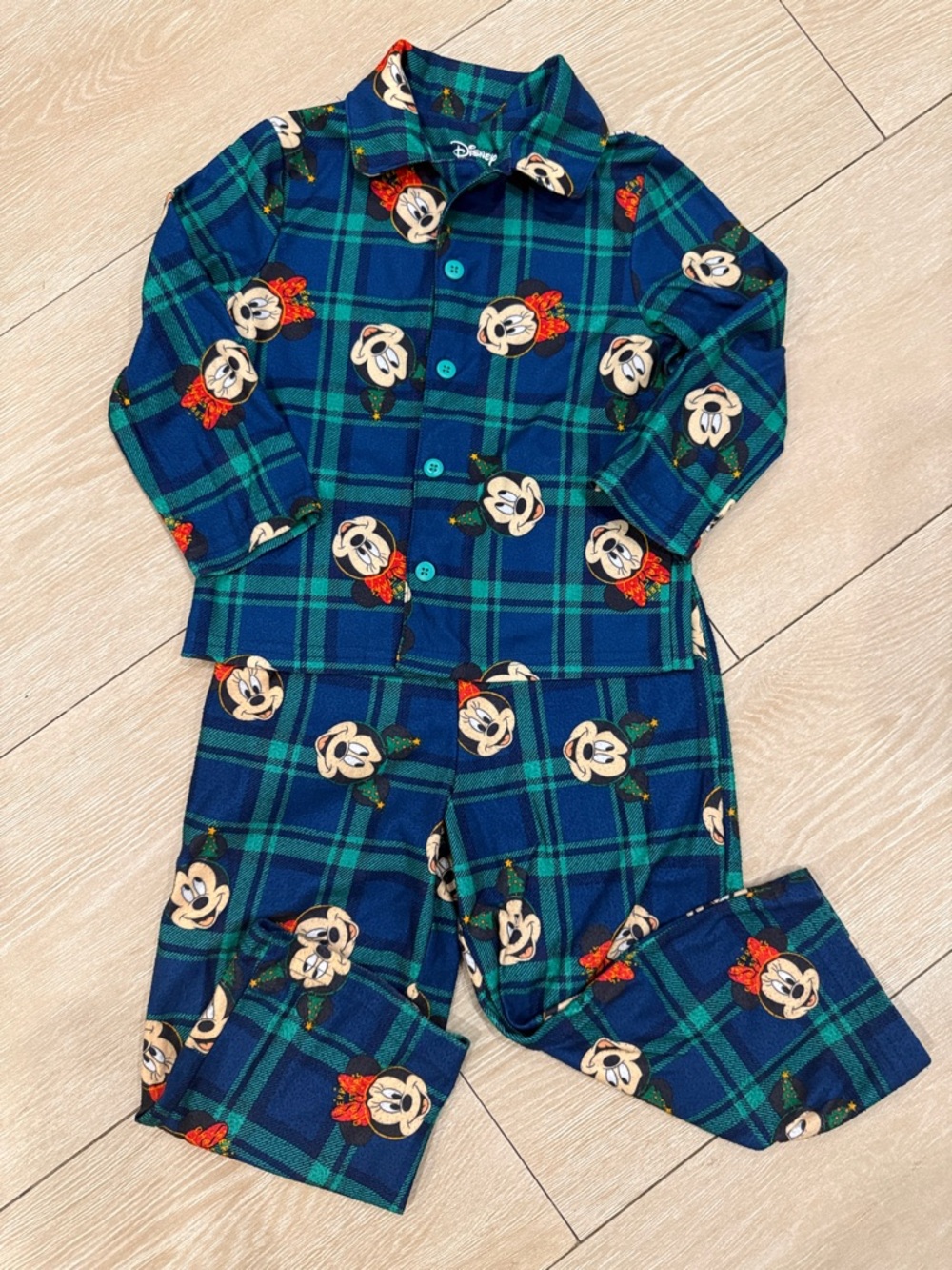 Disney  Plaid Minnie Mouse and Mickey Mouse Christmas Kids Pajama Set (Unisex)